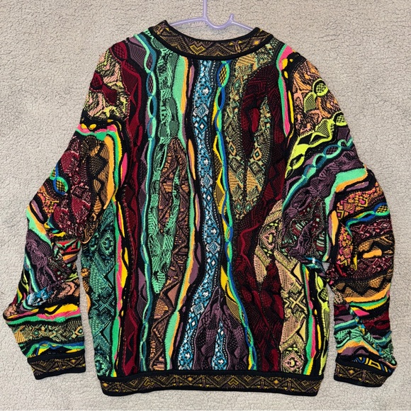 Vintage Coogi 3D Knit Sweater Mens L Multicolor Mercerized Cotton Biggie Cosby - Picture 2 of 7